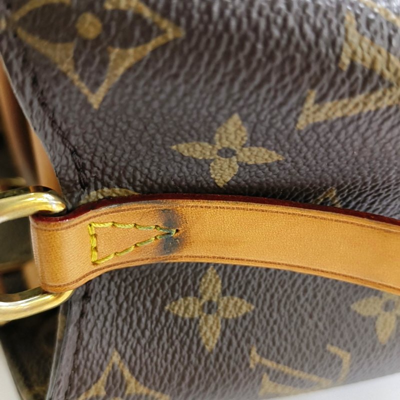 LOUIS VUITTON MONTAIGNE BB棕色塗層帆布老花蒙田包單肩包手提包 金色五金 可拆卸肩帶-10