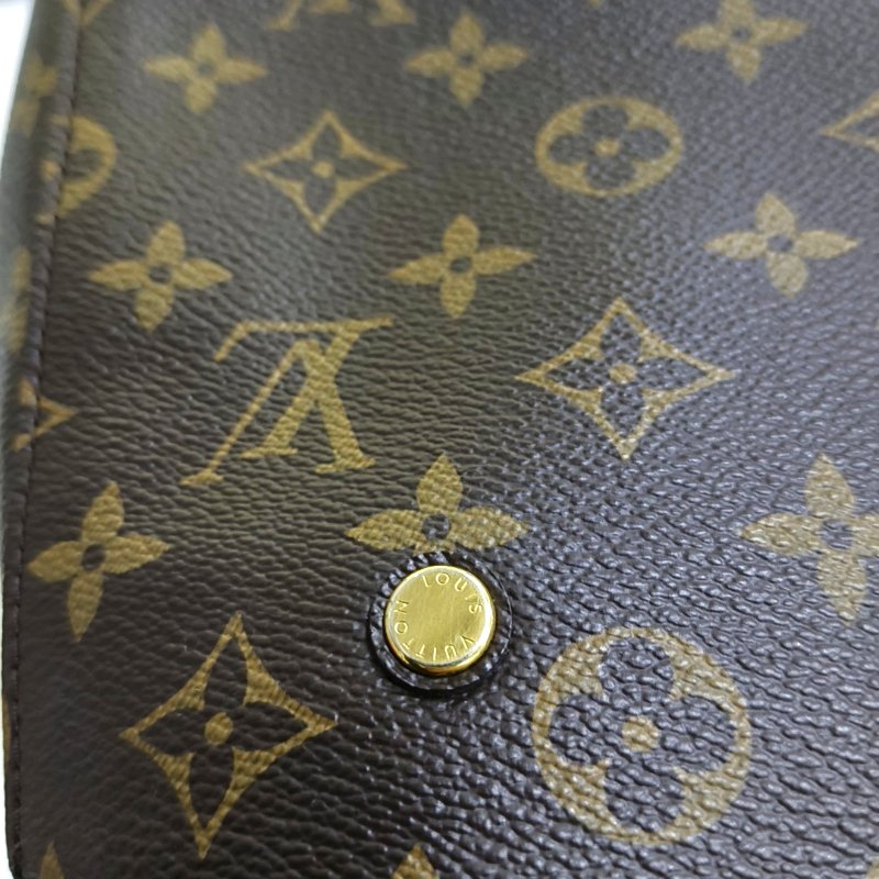 LOUIS VUITTON MONTAIGNE BB棕色塗層帆布老花蒙田包單肩包手提包 金色五金 可拆卸肩帶-12