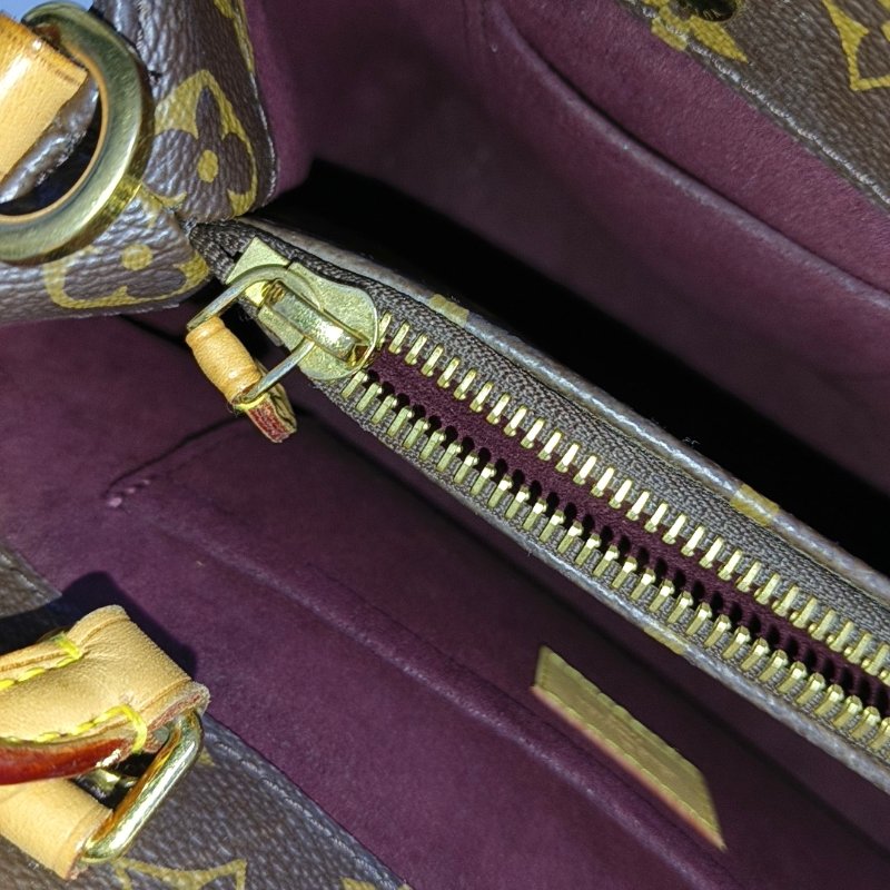 LOUIS VUITTON MONTAIGNE BB棕色塗層帆布老花蒙田包單肩包手提包 金色五金 可拆卸肩帶-17