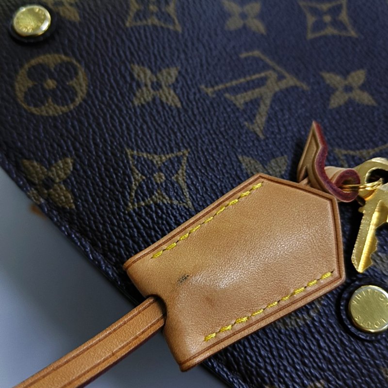 LOUIS VUITTON MONTAIGNE BB棕色塗層帆布老花蒙田包單肩包手提包 金色五金 可拆卸肩帶-18