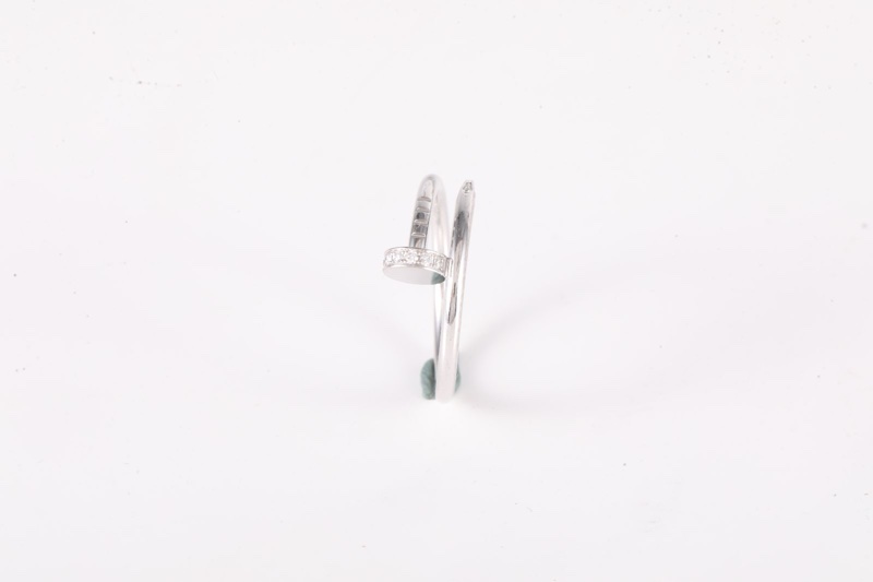 CARTIER(卡地亞) JUSTE UN CLOU 18K金帶鑽 釘子戒指 18K白金/鑽石 55 白金-1