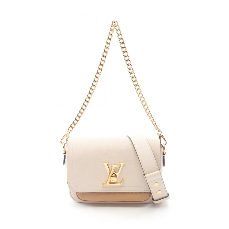 LOUIS VUITTON Lockme Tender 單肩包 M21611 皮革 米色 二手 女士 LV-0