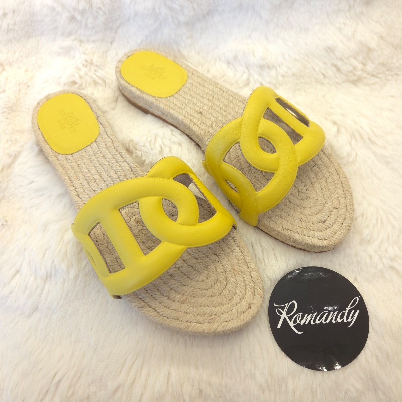 Hermès Famosa 豬鼻草編鞋 38-0