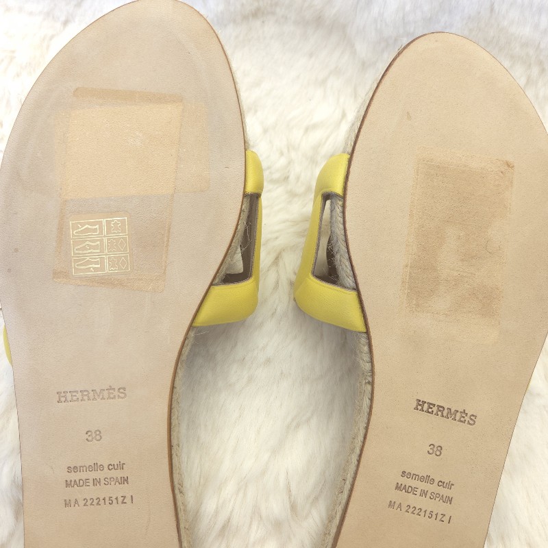 Hermès Famosa 豬鼻草編鞋 38-5