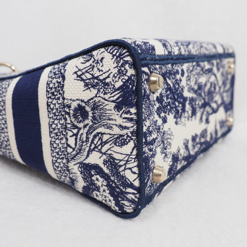 二手 LADY DIOR D-Lite 藍色刺繡 中Size-8