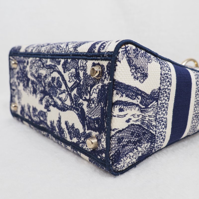 二手 LADY DIOR D-Lite 藍色刺繡 中Size-9