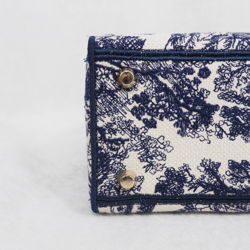 二手 LADY DIOR D-Lite 藍色刺繡 中Size-10