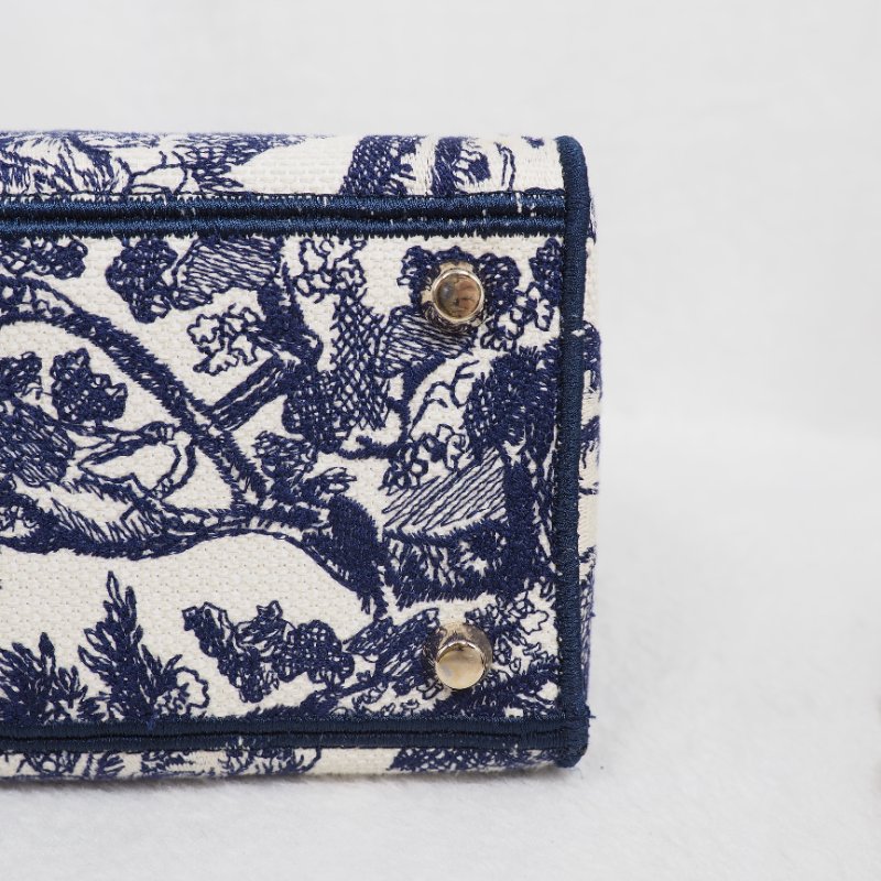 二手 LADY DIOR D-Lite 藍色刺繡 中Size-11