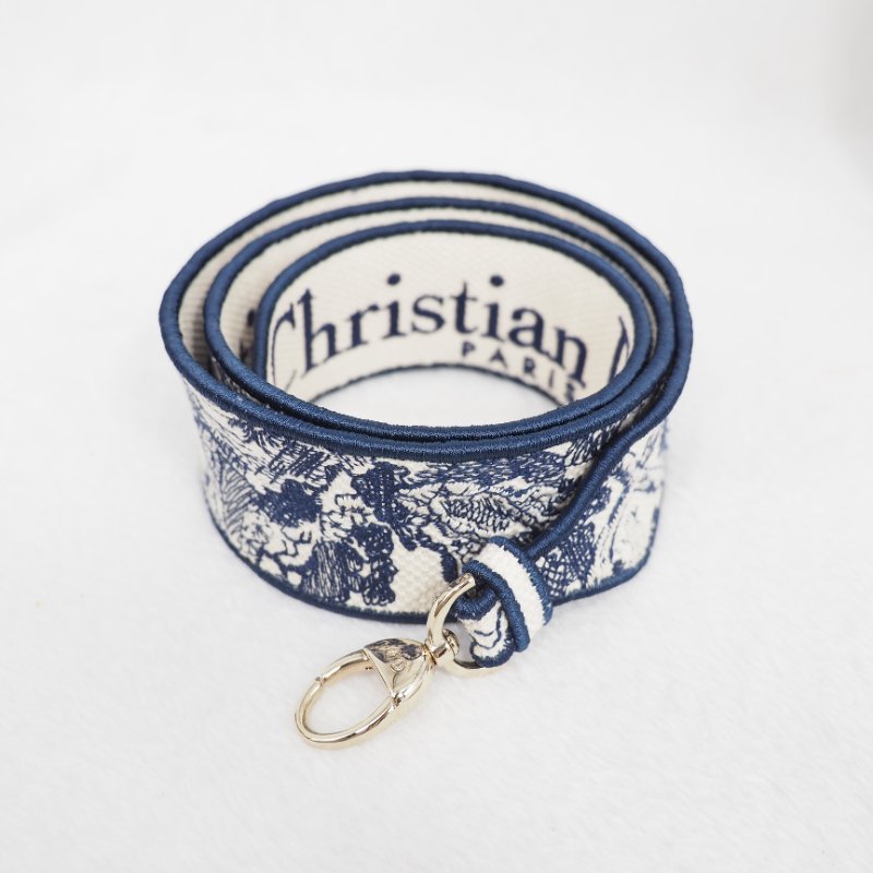 二手 LADY DIOR D-Lite 藍色刺繡 中Size-22