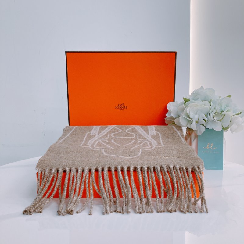 MS0295 Hermes Tete-a-Tete Equestre Scarf 25 x 170cm Taupe x Grege 愛馬仕 圍巾 灰褐色 米色-0