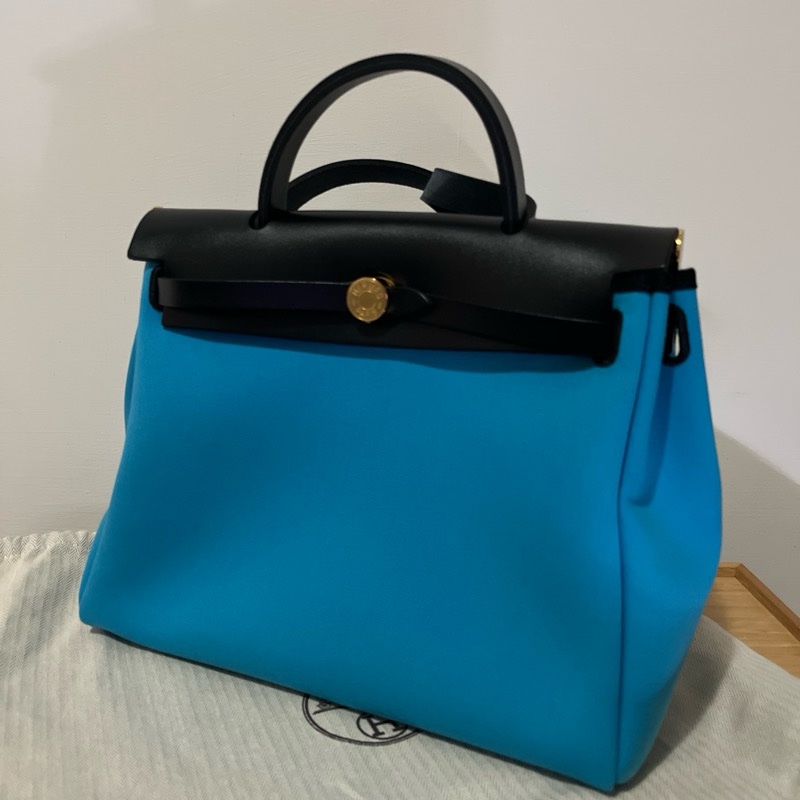 Herbag 31 藍黑拼色金釦 Hermes-5