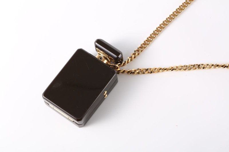 CHANEL(香奈兒) 合金 23A 巧克力亞克力香水瓶 鏡子盒 項鏈-2