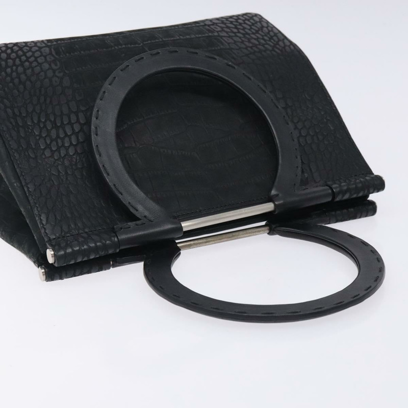 【日本直送】Salvatore Ferragamo Gancini 手提包 皮革 黑色 正品 133750-5