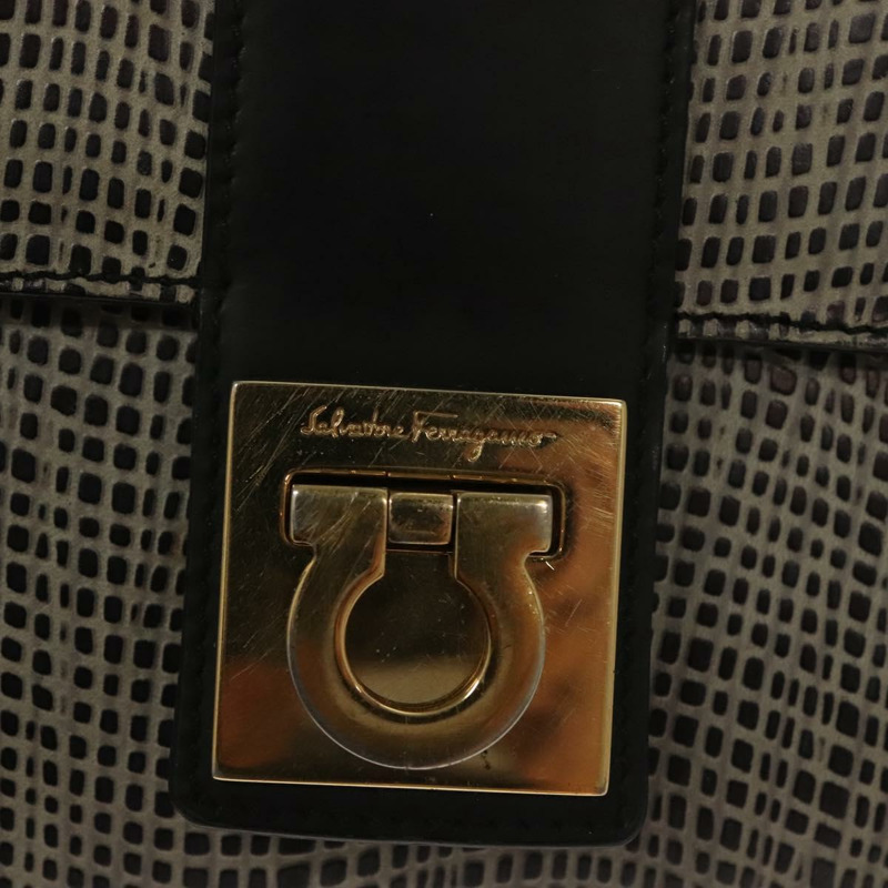 【日本直送】Salvatore Ferragamo Gancini 單肩包 皮革 黑棕色 正品 134093-16