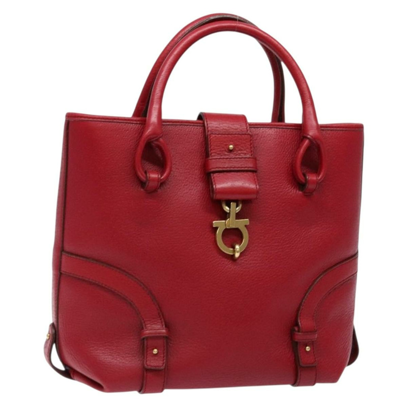 【日本直送】Salvatore Ferragamo Gancini 手提包 皮革 紅金 正品 135928-0