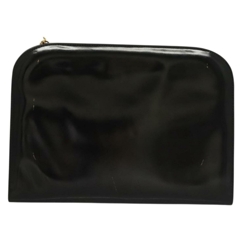 【日本直送】Salvatore Ferragamo 鏈條 Gancini 包 漆皮 黑色 金色 Auth 136191-1
