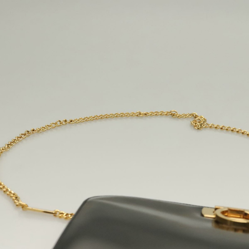【日本直送】Salvatore Ferragamo 鏈條 Gancini 包 漆皮 黑色 金色 Auth 136191-13