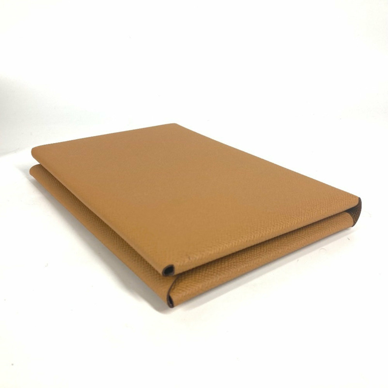 HERMES Calvi GM 平袋雙折手拿包，Epsom 皮革，男女通用，棕色和粉紅色，全新-3