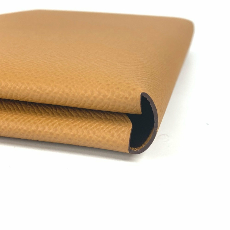 HERMES Calvi GM 平袋雙折手拿包，Epsom 皮革，男女通用，棕色和粉紅色，全新-5