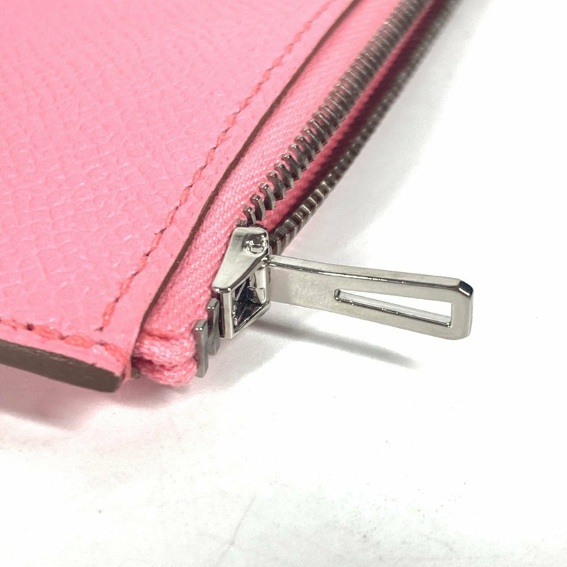 HERMES Calvi GM 平袋雙折手拿包，Epsom 皮革，男女通用，棕色和粉紅色，全新-7