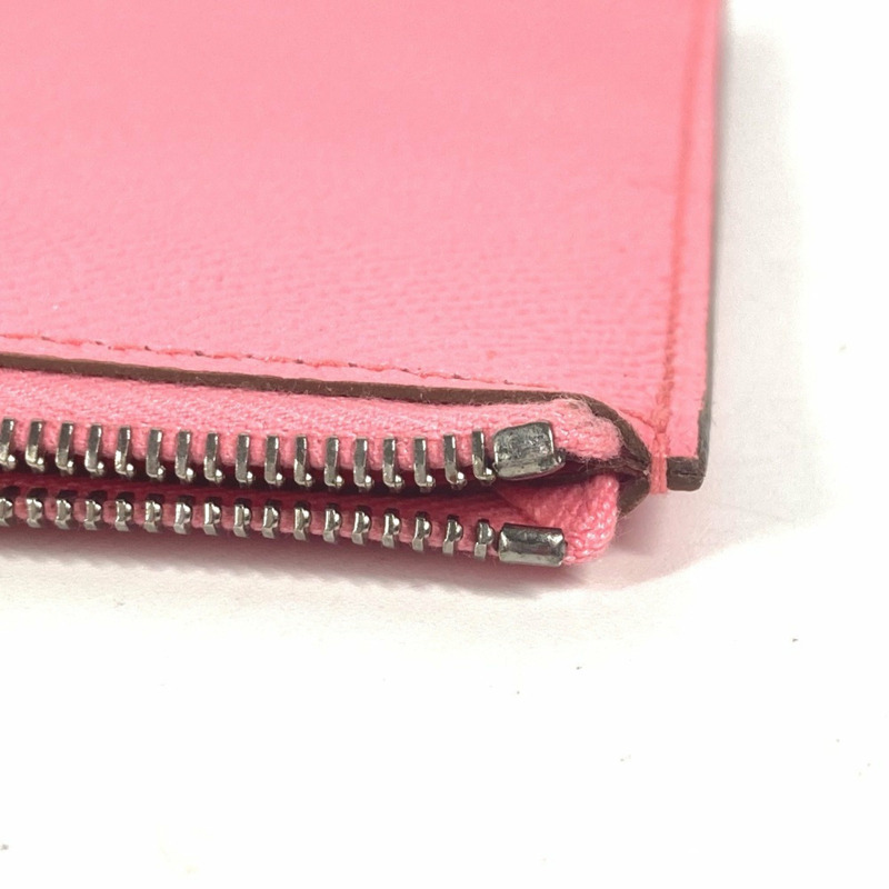 HERMES Calvi GM 平袋雙折手拿包，Epsom 皮革，男女通用，棕色和粉紅色，全新-8