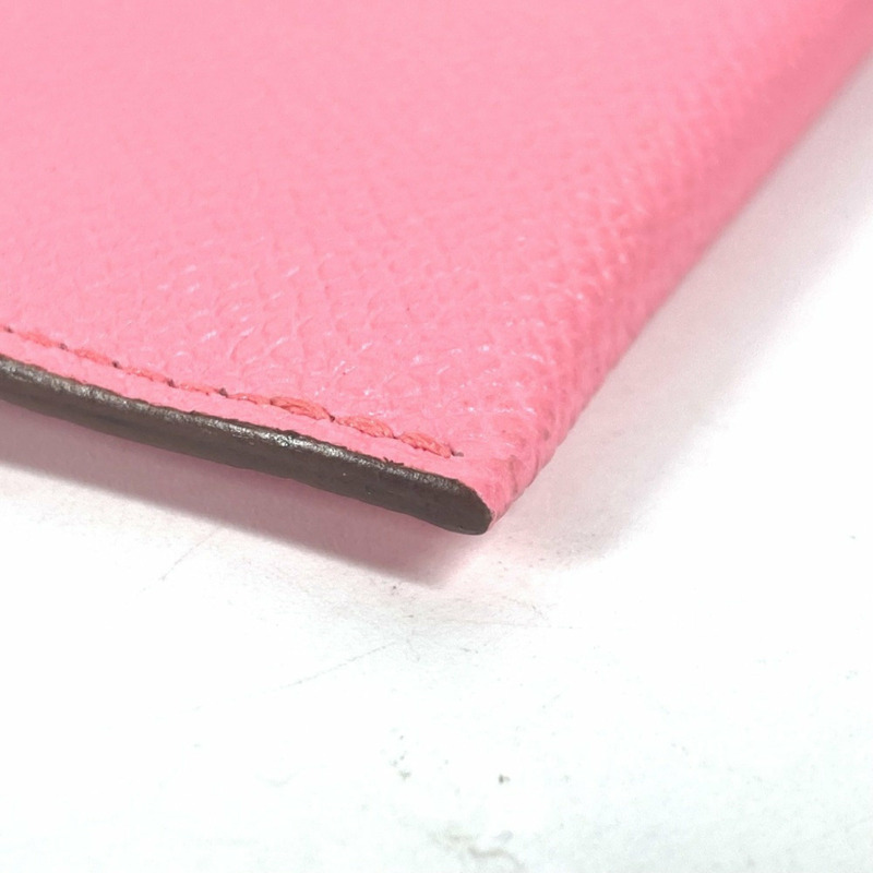 HERMES Calvi GM 平袋雙折手拿包，Epsom 皮革，男女通用，棕色和粉紅色，全新-9