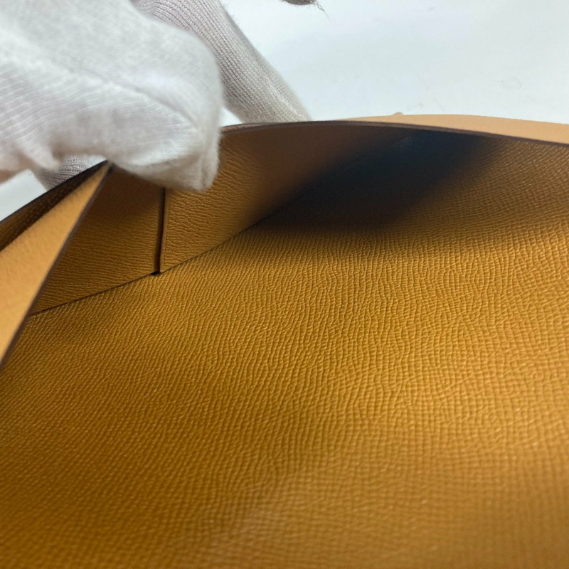 HERMES Calvi GM 平袋雙折手拿包，Epsom 皮革，男女通用，棕色和粉紅色，全新-14