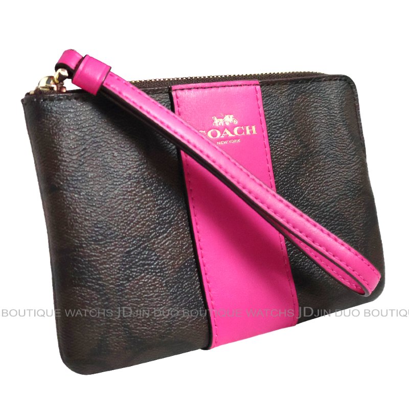 金鐸精品~2473 COACH 蔻馳 F58035 深咖啡色PVC經典C-LOGO圖紋小手拿包 全新品-2