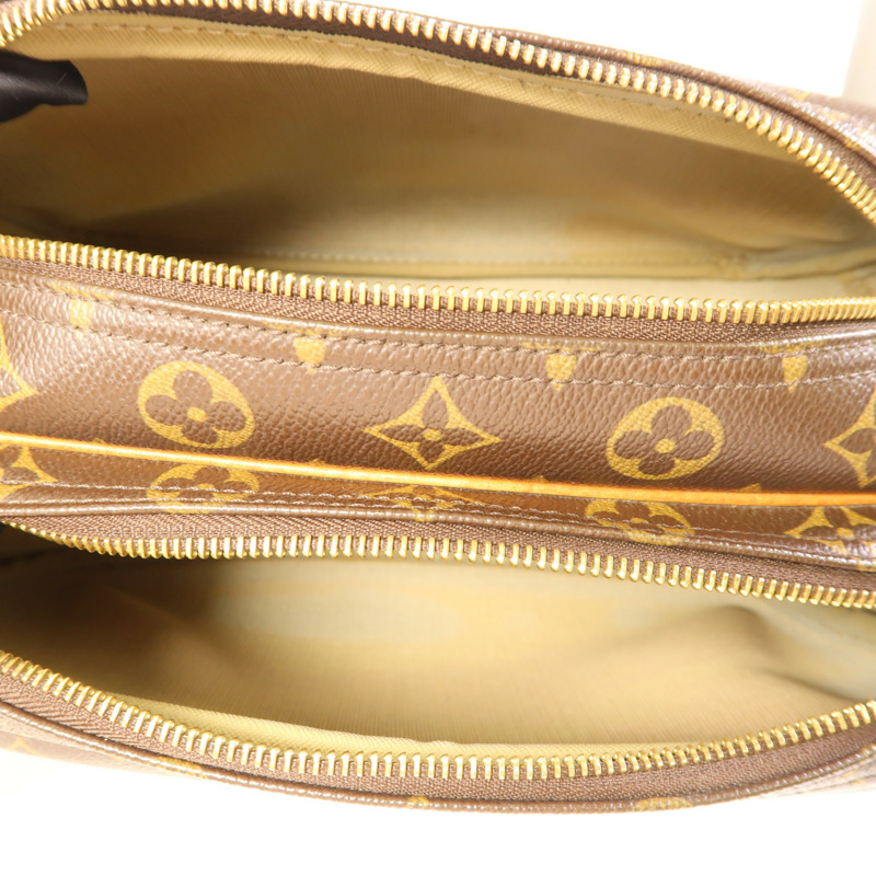 LOUIS VUITTON Monogram Reporter PM金扣肩背袋棕色-5