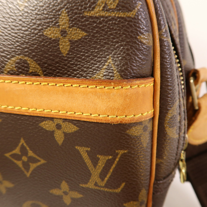 LOUIS VUITTON Monogram Reporter PM金扣肩背袋棕色-14