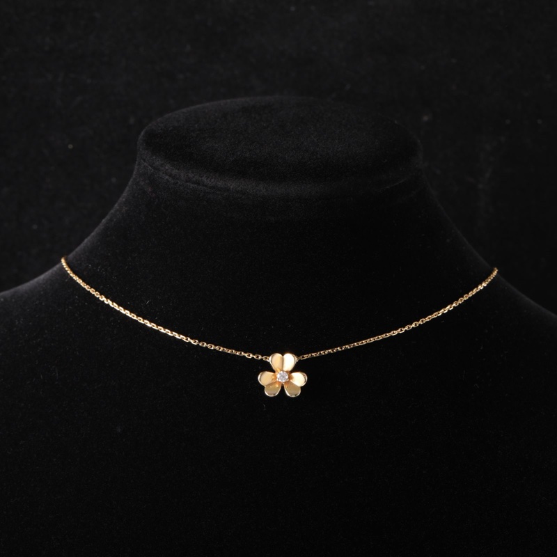VAN CLEEF&ARPELS(梵克雅寶) Frivole 花朵 項鏈 迷你 單鑽 18K黃金/鑽石 項鏈 黃金 鑽石-0
