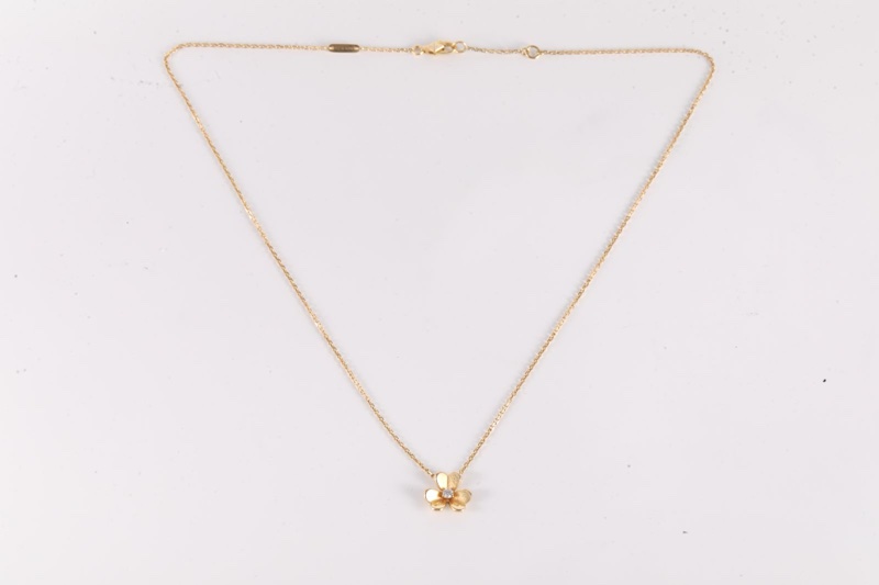 VAN CLEEF&ARPELS(梵克雅寶) Frivole 花朵 項鏈 迷你 單鑽 18K黃金/鑽石 項鏈 黃金 鑽石-5