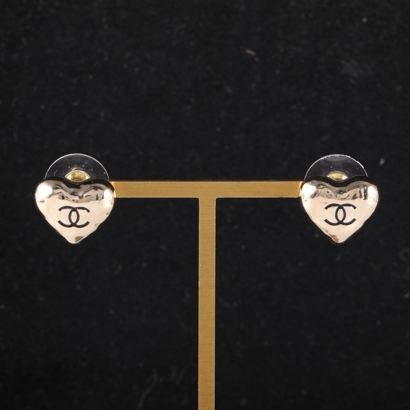 CHANEL(香奈兒) 合金 22C 熔岩 愛心耳環耳釘-0