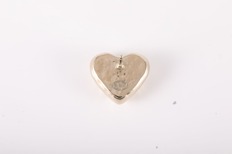 CHANEL(香奈兒) 合金 22C 熔岩 愛心耳環耳釘-5