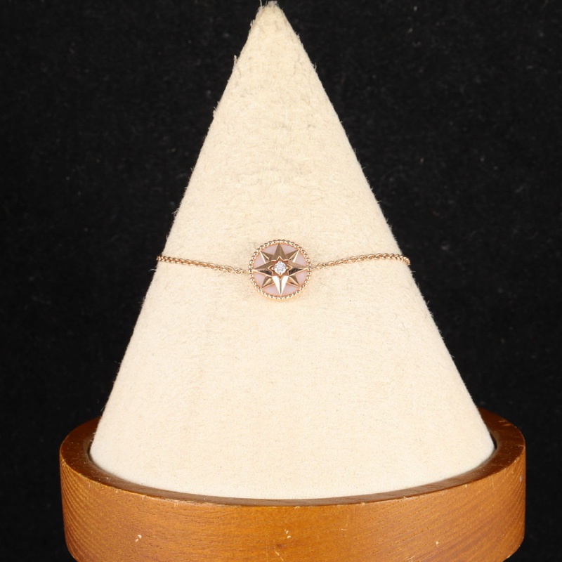 DIOR(迪奧) 18K玫瑰金 鑽石 玫瑰金 Rose Des Vents 八芒星 羅盤 鑲鑽手鏈 18K-0