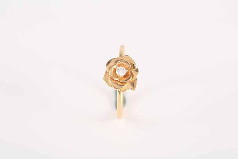 PIAGET(伯爵)  18K玫瑰金 鑽石 玫瑰金 ROSE玫瑰系列 花瓣單鑽 戒指 52 18K-1