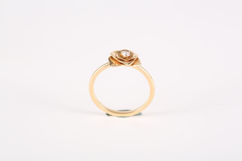 PIAGET(伯爵)  18K玫瑰金 鑽石 玫瑰金 ROSE玫瑰系列 花瓣單鑽 戒指 52 18K-2