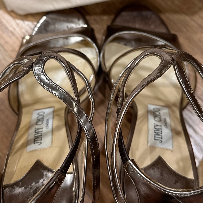 jimmy Choo 金色細跟高跟鞋-8