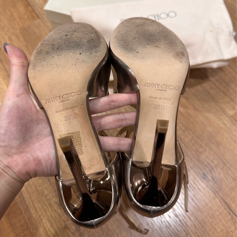 jimmy Choo 金色細跟高跟鞋-9