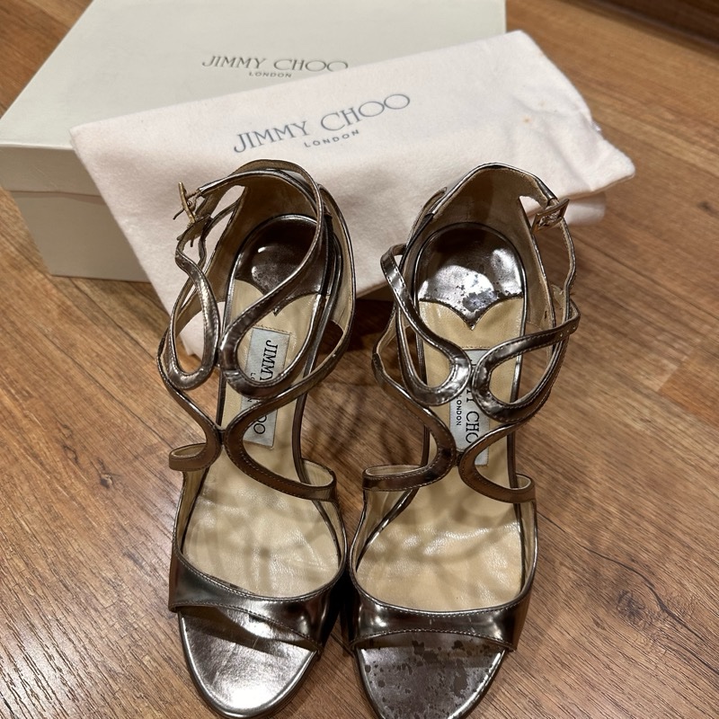 jimmy Choo 金色細跟高跟鞋-11
