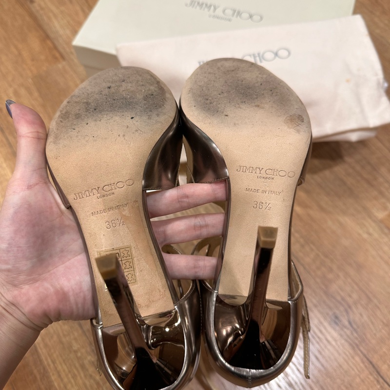 jimmy Choo 金色細跟高跟鞋-13