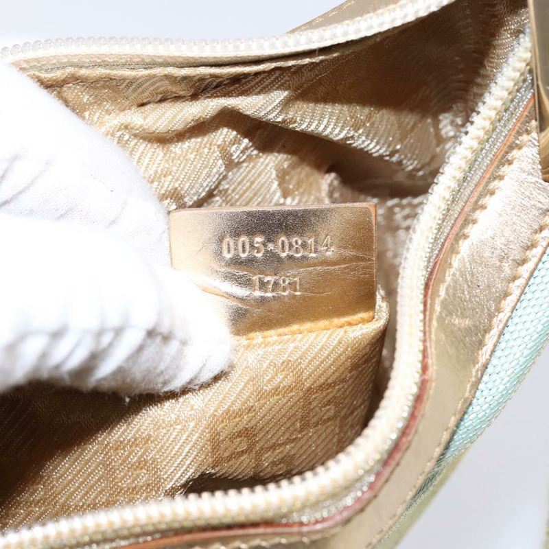 【日本直送】GUCCI Sherry Line 帆布單肩包 淺藍色 金色 005 0814 正品 135629-11