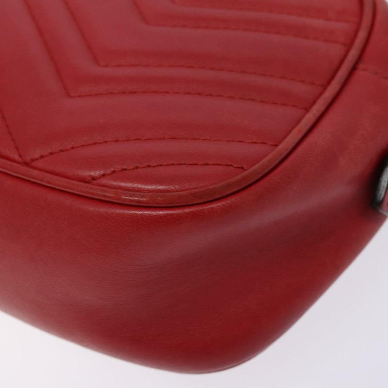 【日本直送】GUCCI GG Marmont 單肩包 皮革 紅色 金色 447632 正品 sw1251-8