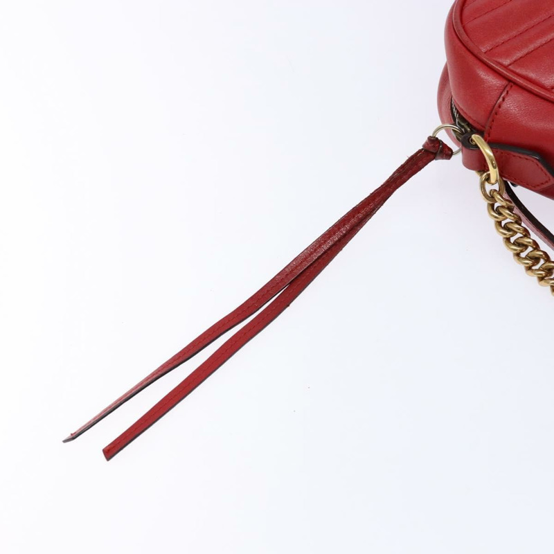 【日本直送】GUCCI GG Marmont 單肩包 皮革 紅色 金色 447632 正品 sw1251-9