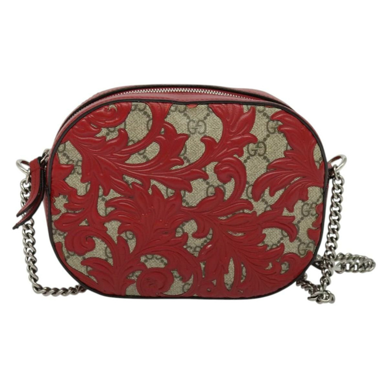 【日本直送】GUCCI GG Supreme 阿拉伯花紋鏈單肩包 PVC 米色 409535 正品 BA4077-12