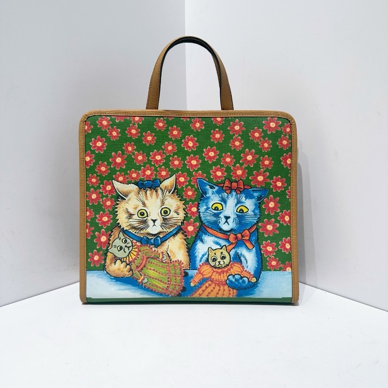 Gucci/古馳 貓咪兒童托特包tote插畫家聯名款 可愛百搭 減齡耐看-0