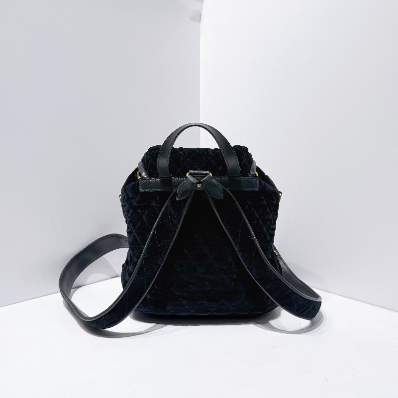 Prada 黑金絲絨款後背包雙肩包 小號 百搭耐看 秋冬必備 大容量-2