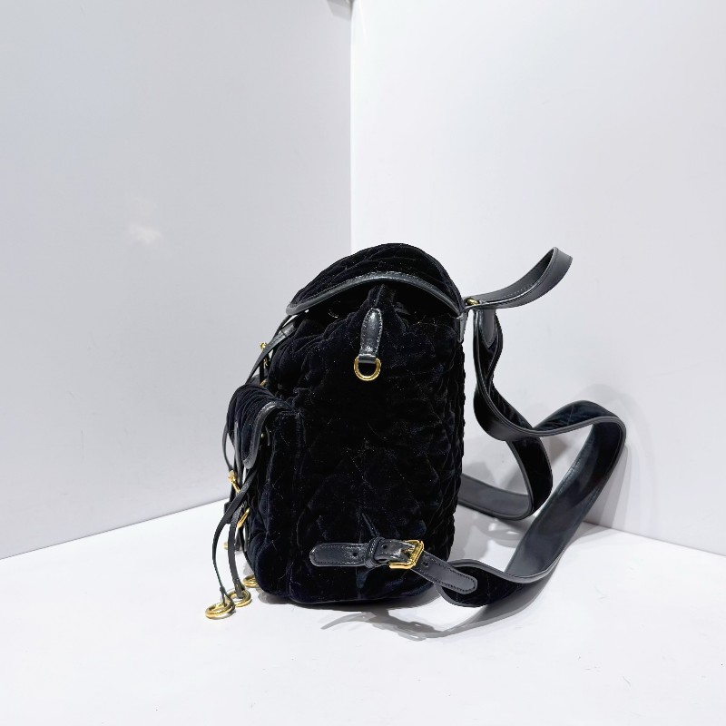 Prada 黑金絲絨款後背包雙肩包 小號 百搭耐看 秋冬必備 大容量-3