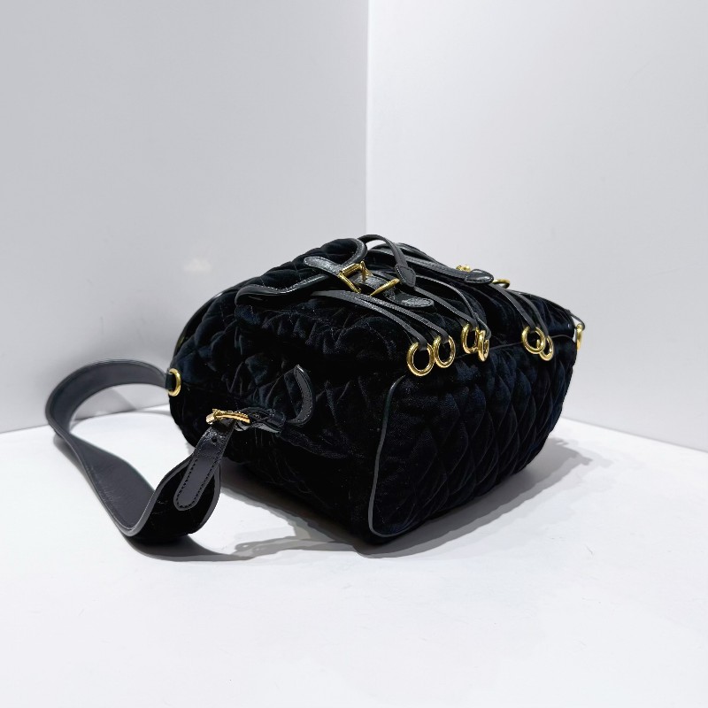 Prada 黑金絲絨款後背包雙肩包 小號 百搭耐看 秋冬必備 大容量-6
