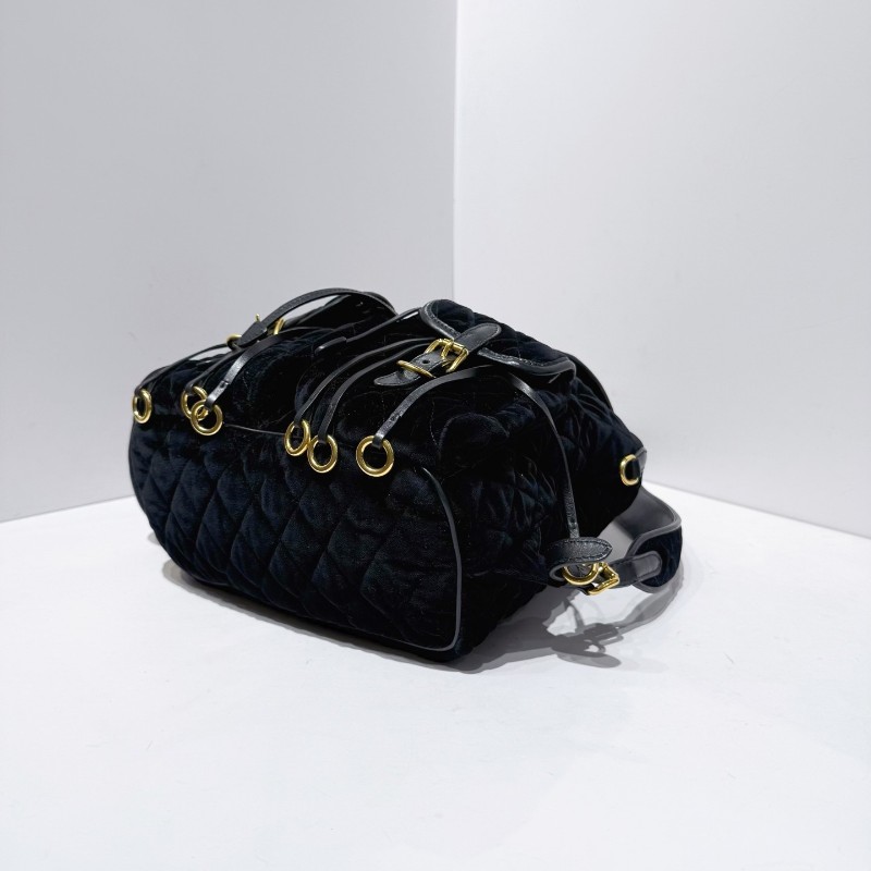 Prada 黑金絲絨款後背包雙肩包 小號 百搭耐看 秋冬必備 大容量-7